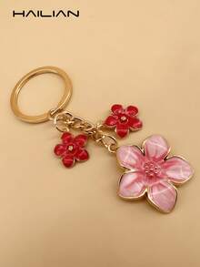 HAILIAN 1pc Alloy Material Sakura Flower Shaped Keychain Lightweight & Elegant Suitable For Bag Pendant Car Keys Couples Birthday Holiday Gifts Bridesmaid Gifts Summer - Hot Pink - View 8