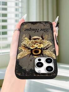 Bee Unique Floral Phone Case  High End | Elegant | Yellow Resistant And Wear-Resistant | Scratch Resistant And Drop Resistant | Wholesale Of Phone Cases - UV Printing (Selected Christmas Gifts, Halloween Gifts, Valentine's Day Gifts, Birthday Gifts - 黑色 - 查看 7