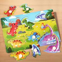 木制抓取板拼图，儿童木制钉抓取板3D拼图动物数字认知益智玩具，感恩节和圣诞节礼物