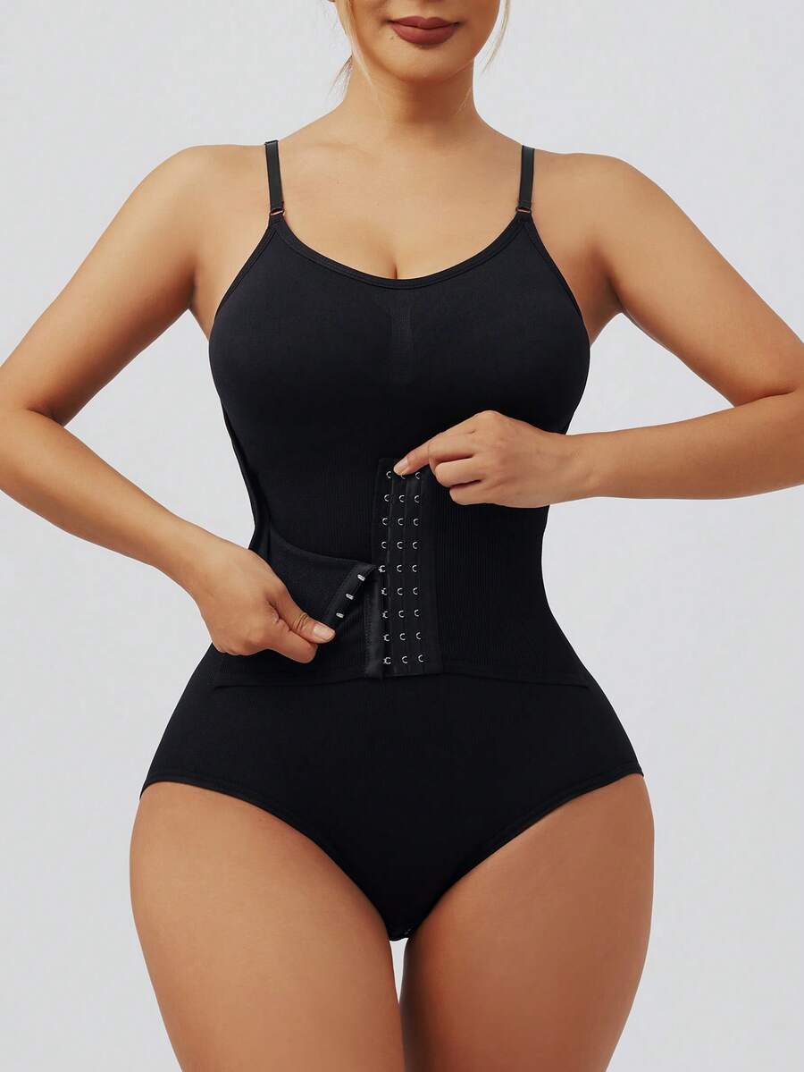 1pc High Waist Snap Closure Shapewear Bodysuit, Tummy Control Waist Cincher, Butt Lifter, Body Shaper For Women - Black - View 1