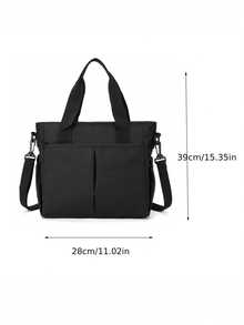 1 件婴儿纯色新款尼龙时尚旅行大容量多功能妈咪包、单肩包、手提包、斜挎包，可挂在婴儿车上，适合日常旅行 - 黑色 - 查看 3