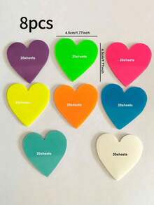 160 Heart - Shaped Transparent Waterproof Stickers, Translucent Bookmark Page Index Stickers, Wrong - Answer Sticky Notes, Office And School Stationery. - Multicolor - View 6