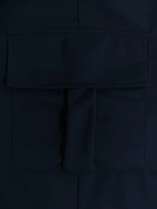 Pantalones cargo de mujer de moda casual de unicolor minimalista con bolsillo, cintura elástica y cordón, para primavera - Verde militar - Ver 5