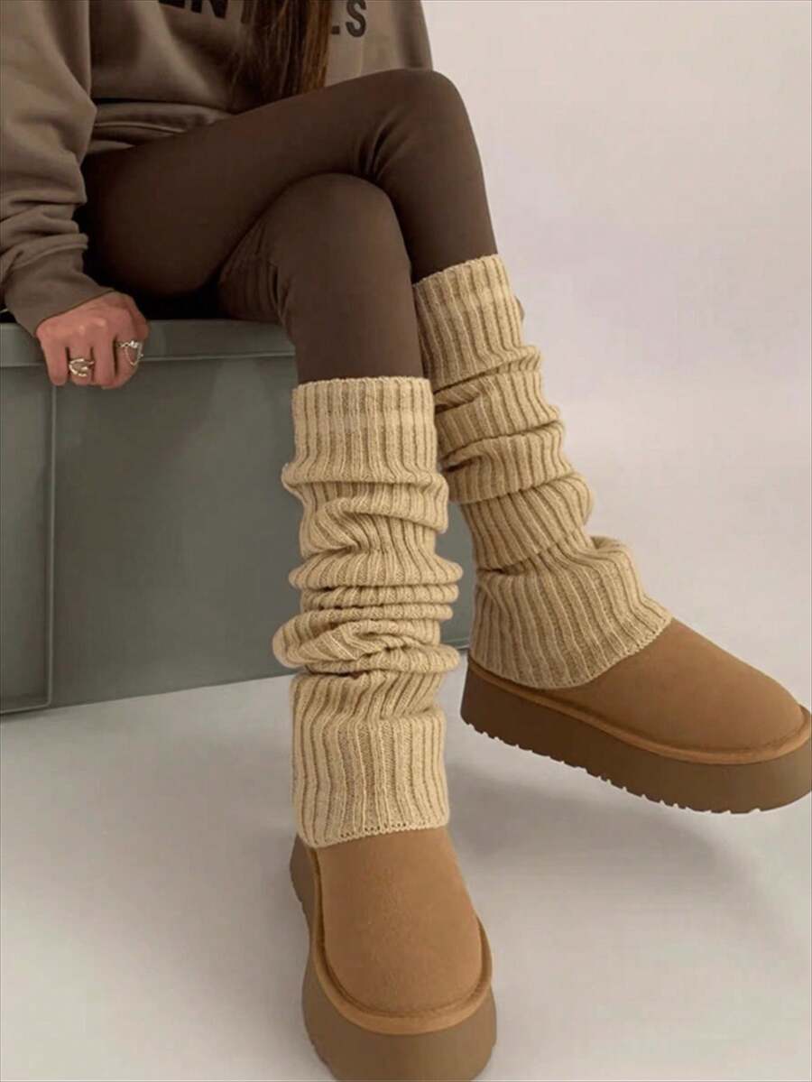 40cm Thick & Long Japanese Style Women's Knitted Leg Warmers, Thigh High Over The Knee Leg Warmers, Yoga Leg Warmers, Autumn/Winter