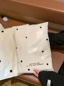 20个米色波点快递袋，防水自封收纳袋，适用于服装和礼品包装、生日和婚礼礼品袋，也适用于学校、办公室、文件、邮寄和运输。 - 白色波點 - 查看 2