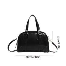 Koreańska torba retro do kręgli PU, koreańska szykowna torebka Boston, torba na ramię, modna, codzienna torba na ramię - Wielokolorowe - Zobacz 11