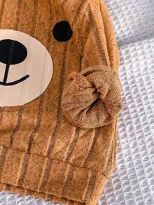 2件套新生男婴可爱小熊上衣和休闲裤套装 - 棕色 - 查看 6