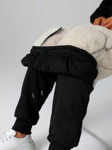 Women's Cozy Winter Lounge Pants - Soft Stretchy Thermal Lined Sweatpants For Casual Wear & Travel - Black - View 5