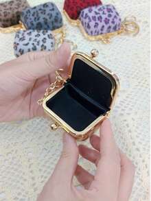 复古毛绒豹纹挂饰迷你包首饰收纳盒零钱包钥匙扣配件金色钥匙扣包饰钱包挂件钥匙圈 - 彩色 - 查看 7