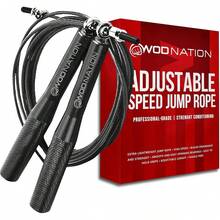 WOD Nation Aluminum Handle High Speed Adjustable Jump Rope For Women And Men - Perfect Skipping Rope For Boxing, Fitness, Workout - 藍色 - 查看 1