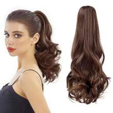 Ponytail Extension,22" Claw Clip Hair Extensions Ponytail Long Curly Hair Extension Natural Looking Synthetic Hairpiece For Women Medium Brown - Brown - View 1