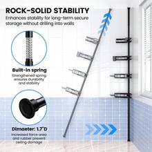 4-Tier Bathroom Shelving Unit, Metal Storage Rack For Bathrooms, Floor-To-Ceiling Shelving, Storage Rack For Bathrooms And Toilets, 4-Tier Metal Structure Shelving, Suitable For Bathroom Organization And Home Storage - Black - View 8