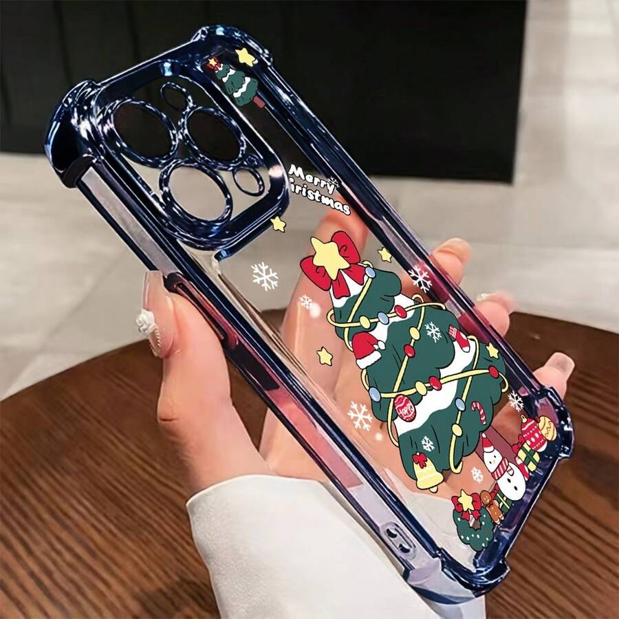Exquisita Funda de Teléfono de Navidad Adecuada para 17, 16e, 16, 15, 14, 13, 12, 11,, Pro, X, XR, XSMAX, 8, Plus - Funda Trasera de Goma Suave Transparente a Prueba de Golpes, Accesorios de Teléfono de Vacaciones, Funda de Teléfono Transparente, Diseño de Navidad, Tema de Decoración Festiva, Textura Suave Transparente, Material a Prueba de Golpes, Compradores de Navidad, Usuarios de, Temporada de Vacaciones - Colores mixtos - Ver 1