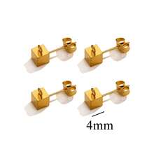 10-Piece Set Of 304 Stainless Steel 18K Gold-Plated Square Stud Earrings In 2/3/4/5mm Sizes With Dangling Globe-Shaped 4mm Earrings. Women's Stainless Steel Jewellery Stud Earrings. DIY Earring Accessories. Jewellery Making Components. - Multicolor - View 9