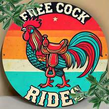 Vintage Hahn Humor Metallschild - 1 Stück, Retro Fahrzeug Wanddekoration für Küche, Wohnraum, Wandkunst Plakette, Raumdekoration, Geschenk 8x8 Inches