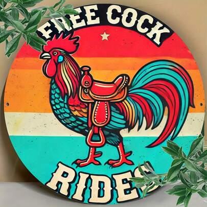 Vintage Hahn Humor Metallschild - 1 Stück, Retro Fahrzeug Wanddekoration für Küche, Wohnraum, Wandkunst Plakette, Raumdekoration, Geschenk 20x20 cm