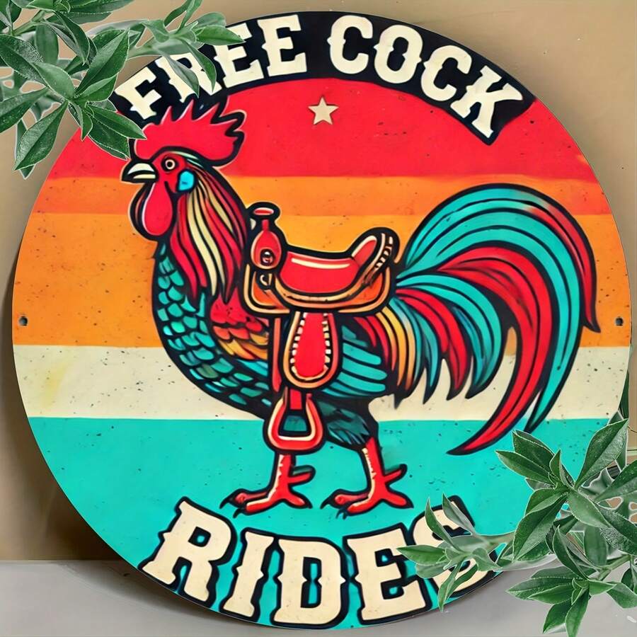 Vintage Hahn Humor Metallschild - 1 Stück, Retro Fahrzeug Wanddekoration für Küche, Wohnraum, Wandkunst Plakette, Raumdekoration, Geschenk 8x8 Inches