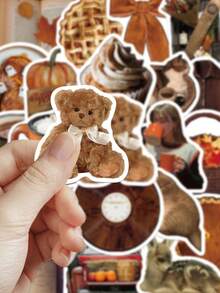 53张秋季美学贴纸礼品卡通装饰剪贴簿笔记本电脑行李箱吉他水杯手机壳DIY贴纸 - 彩色 - 查看 5