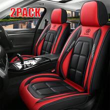2 PACK Leather Seat Cover Universal Fit Front Seat Covers Waterproof Breathable Seat Covers Car Protector For Most Sedans SUV Pick-Up Truck (Black&Red) - 紅色 - 查看 1