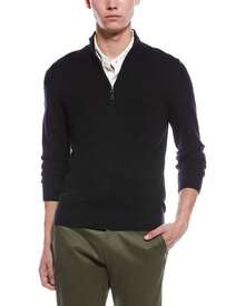 Bruno Magli Textured 1/4-Zip Merino Wool Mock Neck Sweater - Navy - 查看 1