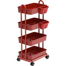 Kitchen Spice TrolleySimple Houseware Carro multifuncional de 4 niveles con cubos colgantes rojoKitchen Spice Trolley - rojo - Ver 1
