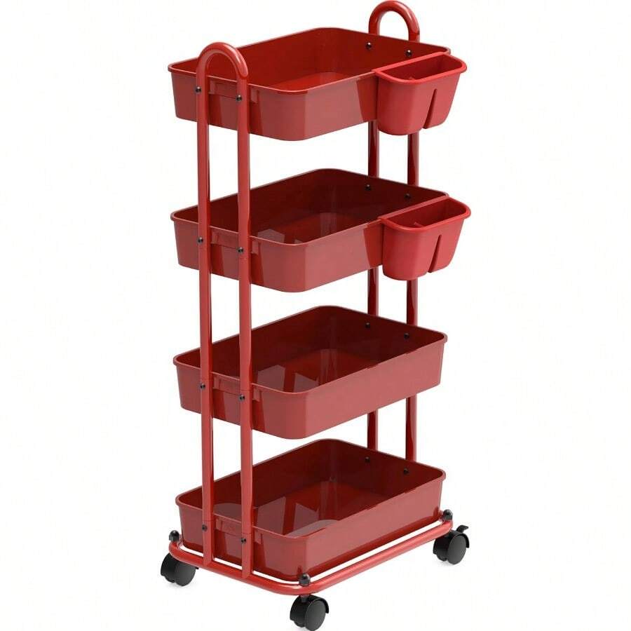 Kitchen Spice TrolleySimple Houseware Carro multifuncional de 4 niveles con cubos colgantes rojoKitchen Spice Trolley - rojo - Ver 1