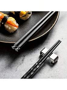 Non-Slip Fiberglass Chopsticks, 5-Pair Set - Vintage Style For Sushi, Restaurants & Events, Durable & Dishwasher ​ - màu đen - Xem 4