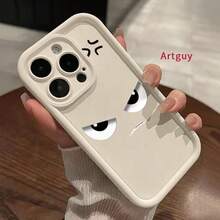 Case For 17 Air  16 Pro Max 15 Plus 16E 14 13 12 11 XS XR  Mini Angry Gaze Advanced Fashion Gift Drop Protection Shockproof Soft Silicone Smartphone Cover - White - View 2