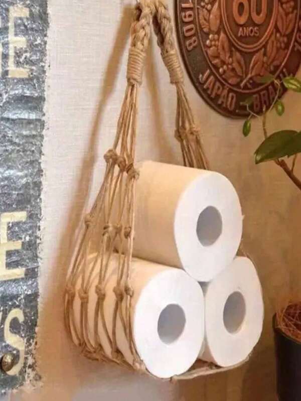 Portaoggetti da parete in stile bohémien con ganci senza foratura, portarotolo da parete, portariviste e portafazzoletti, borsa portaoggetti. Ideale per cucine, camere da letto, soggiorni, sale da pranzo, decorazioni floreali domestiche, conservazione di libri e regali per feste