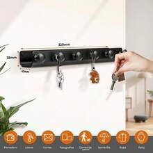 EstiloNOVANGUA Portal Llaves De Metal De Muro, Colgador Llaves, Estante Pared Multifuncional Con 6 Ganchos, Soporte Llaves Entrada, Organizador De Cocina Para Muro AutoadhesivoVersióN Mejorada - 1 - Ver 3