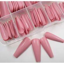 100pc Colored Coffin Press On Nails Long Ballerina False Fake Nail Tips Full Cover Manicure Design Acrylic Nails For Women Teen FFgirls (Dark Pink){Inchcolor_nameinch:InchDarkPinkinch} - 深粉紅色 - 查看 8