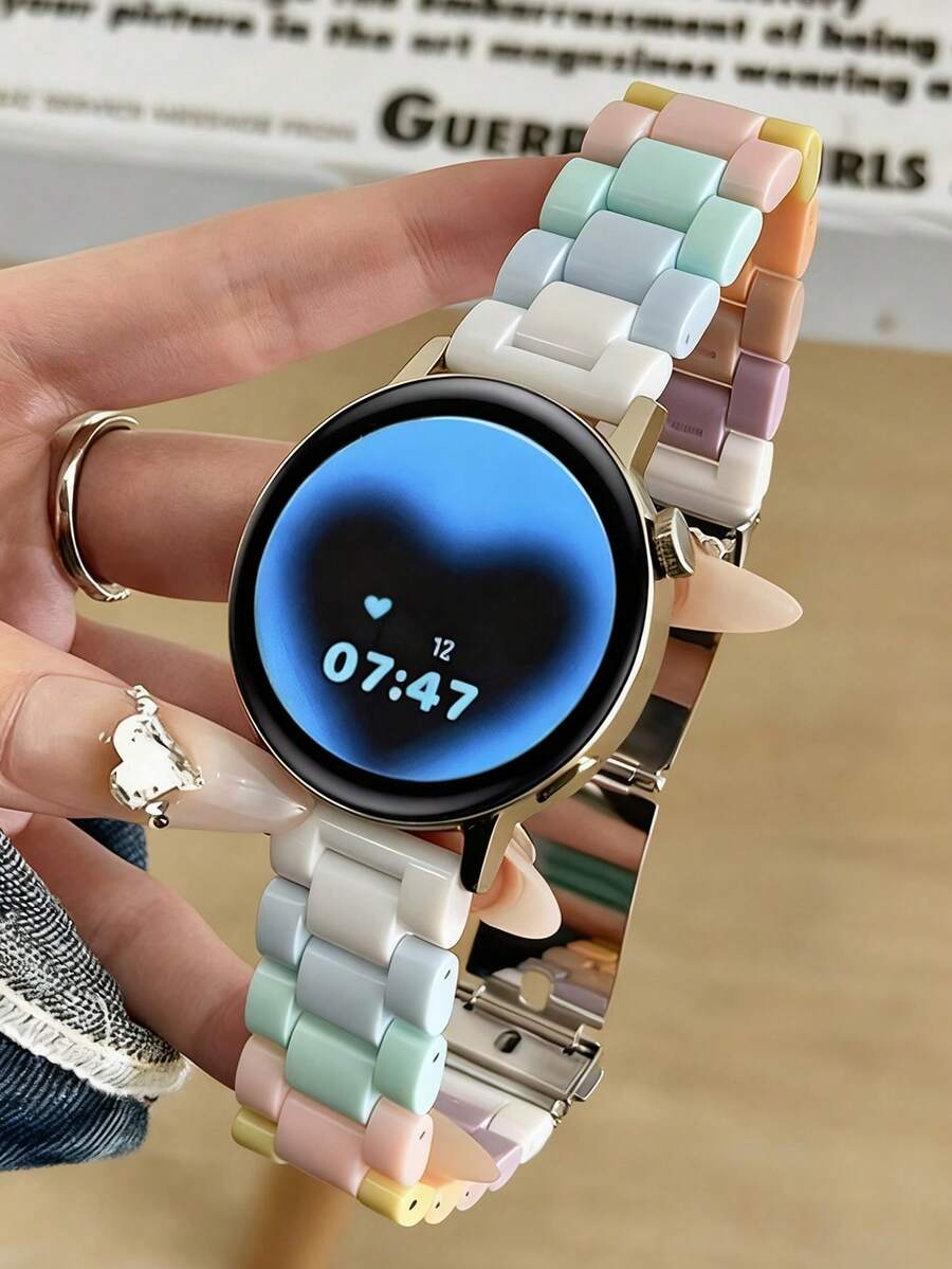 20MM 22MM Cute Candy Resin Clear Band Compatible With Samsung Galaxy Watch 4 6 5 Pro Classic 46 42mm44mm 40mm 41 47 For Gt4/3/2 Fenix5/Fenix5plus/Fenix6/Fenix6pro Watch - Multicolor - View 1