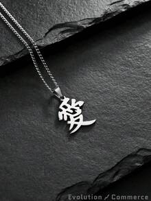 Men's Necklace With Japanese Mandarin Love Pendant, Stainless Steel, Will Not Tarnish, Cord Chain, Water Resistant, Hypoallergenic, Original - Bạc - Xem 2