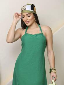 Vestidos Longo Franzido De Alcinha Lastex Soltinho Confortável De Verão Moda Feminina