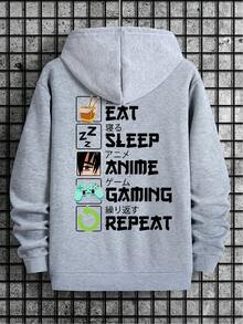 Hooded Sweatshirt New Spring/Autumn Printed Hoodie - Gris - Ver 1