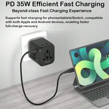 PHILIPS SPS1004B/93 35W PD Fast Charging Adapter Covers UK, US, Australia, And Japan Plugs, 3A2C Multi-Port Charging, Suitable For Travel And Office Use, Portable Design