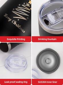 1PC Christmas Mug,Insulated Design,Black Christmas Tree Pattern,Keeps Drinks Hot Or Cold For A Long Time,Perfect Holiday Gift,Suitable For Coffee,Tea,Hot Chocolate,Suitable For Home,Office,And Travel,Holiday Theme Design,Durable Construction,A Must-Have For Coffee Lovers,Reusable,Dual-Use For Hot And Cold - Multicolor - View 1