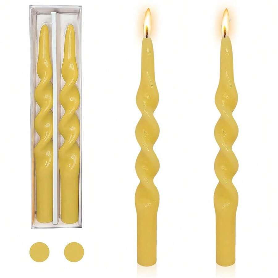Long Taper Candle Beeswax Candlestick, Handcrafted Bees Wax Spiral Candles Scented Tapered Candle Twisted Candlesticks Wedding Home Dinner Wedding Party Decor,1D-Beeswax{Inchcolor_nameinch:InchBEEWAXinch,Inchsize_nameinch:Inch10INCHinch} - 蜂蠟 - 查看 1