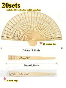 1-30pcs Elegant Folding Wooden Fans, Bohemian Style Hand Fans, Hollow Carved, Portable Lightweight Wooden Fans, Suitable As Photography Props, Graduation Gifts For Women, Home Decor, Use In Summer, Beach Or Travel To Enjoy Cool Breeze, Personalized Carved Wooden Wedding Fans