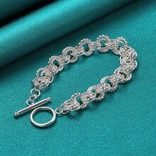 High Quality 925 Silver Plated Jewelry Pretty Nice Fashion Popular Bracelets Wedding Party Circle Factory Price - Silver - View 2
