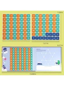 Kids Magnetic 1-100 Digit Board Set: 1-100 Math Operation Educational Toy For 3-8 Years Old, Foldable Playboard With Colorful Digital Blocks For Home & Travel Learning