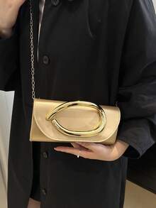 Die neue modische, vielseitige und stilvolle Schulter-Umhängetasche, eine stilvolle kleine quadratische Tasche für Dinnerpartys, ist für den täglichen Gebrauch während Reise-Diners geeignet. - Gold - Übersicht 3