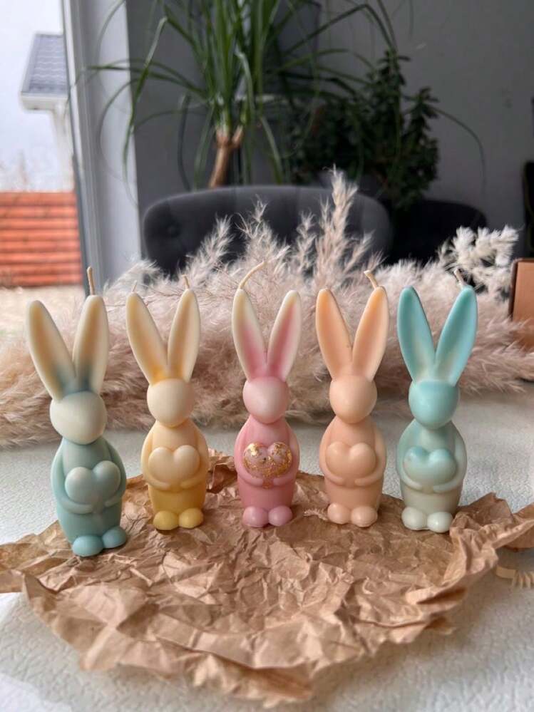 Rabbit Ear & Heart Shaped & Egg Shaped Candle Mold, Easter Decoration 3D Rabbit Egg Candle Silicone Mold, Reusable High Temperature Resistant Silicone Mold For DIY Scented Candle Decoration, Plaster Diffuser, Resin Casting And More, Suitable For Holiday Celebration, Meditation And Home Decor - White - View 7