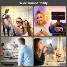 1 pieza Luz de relleno para teléfono móvil, 90 LED de alta potencia recargable con clip, luz de fotografía de colores RGB M140, luz de selfie de tres colores M140, luz de video recargable portátil, luz LED con clip, ajuste de ángulo de 360°, adecuada para teléfono móvil, cámara, computadora portátil, tableta, selfie, videoconferencia, iluminación, maquillaje, selfie, vlog, 1800mAh.