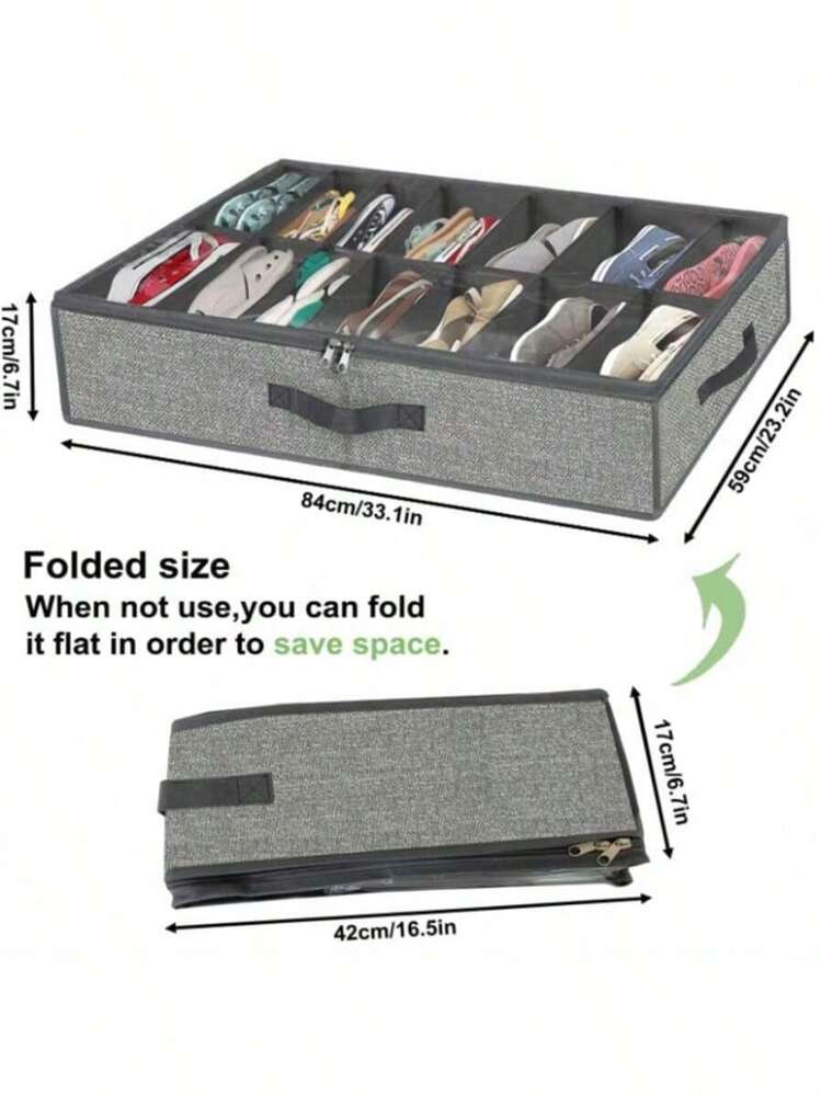1/2 Pieces Sturdy Under Bed Shoe Storage Box, Can Be Used For Slippers, Sandals, High Heels, Etc. Can Be Used Under The Bed, Cabinet Shoe Cabinet Storage Solution, With Transparent Window, Breathable - Multicolor - View 10