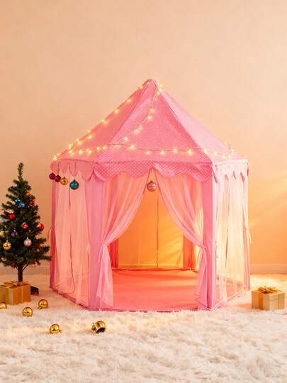 1pc Large Princess Castle Fairy Tale Tent, Girls Toy Big Hexagon Theater, Pink Theme/Durable, Ideal Birthday Or Holiday Gift, Indoor/Outdoor Playhouse, Garden Castle, Foldable Portable Tent, Camping Tent, Suitable For Children 1+ Years Old, Infant Hexagon Playhouse, Christmas Decor, Halloween And Easter Gift