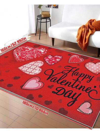 Valentine's Day Heart-Shaped Welcome Mat - Non-Slip, Easy To Clean, Stain-Resistant, Washable Gold Velvet Doormat, Suitable For Bathroom, Living Room, Bedroom, Kitchen, Office Decor