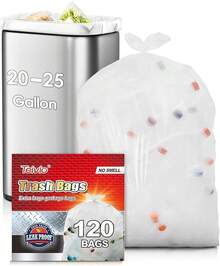 Teivio 4 Gallon 200 Counts Strong Trash Bags Garbage Bags, Bathroom Trash Can Bin Liners, Small Plastic Bags For Home Office Kitchen Kitchen (Clear) - 20 25Gal-Clear-120pcs - 查看 12