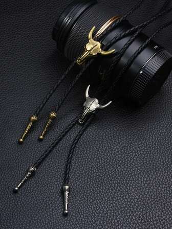 1 st. retrostil, tjurhuvudformat, brons/silver, western-cowboy-tema, bolo-rephalsband, lämpligt för vardagsbruk, fester eller som present.