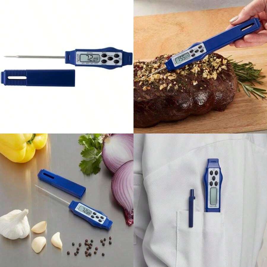Taylor 9877FDA Termómetro digital compacto impermeable para alimentos, longitud del tallo de 2.81 pulgadas con sonda de 1.5 mm recomendada por la FDA, certificado NSF, azul(default) - Tipo 1 - Ver 1